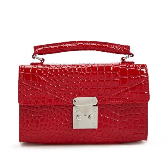 Forever 21 Handbags - Forever 21 Red Faux Croc Satchel